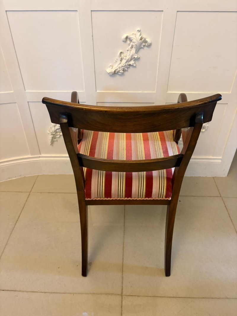 Antique Regency Mahogany Dining Chairs Set of Eight Including Two Carvers Scroll Arms - Image 4